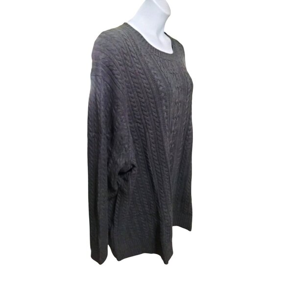 Amazon Essentials Plus Size 6X Sweater Fisherman Cable Knit Charcoal Gray - Picture 4 of 8